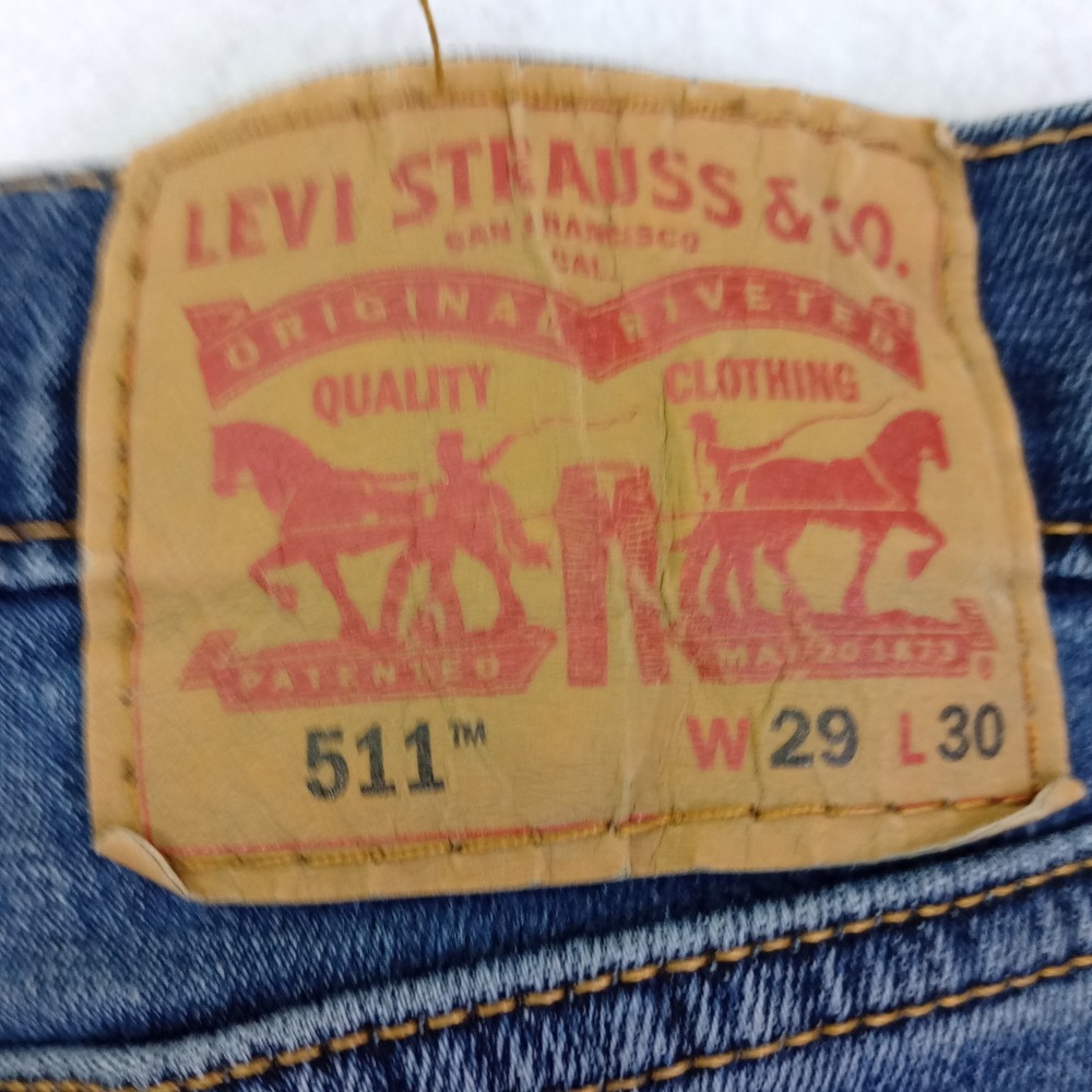 Levi's 511 Slim Jeans Men's Straight leg W29 L30‎ Blue Denim  Pocket Flaw - Picture 10 of 16